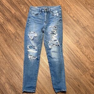 American Eagle Outfitters Light Blue Ripped Skinny Jeans